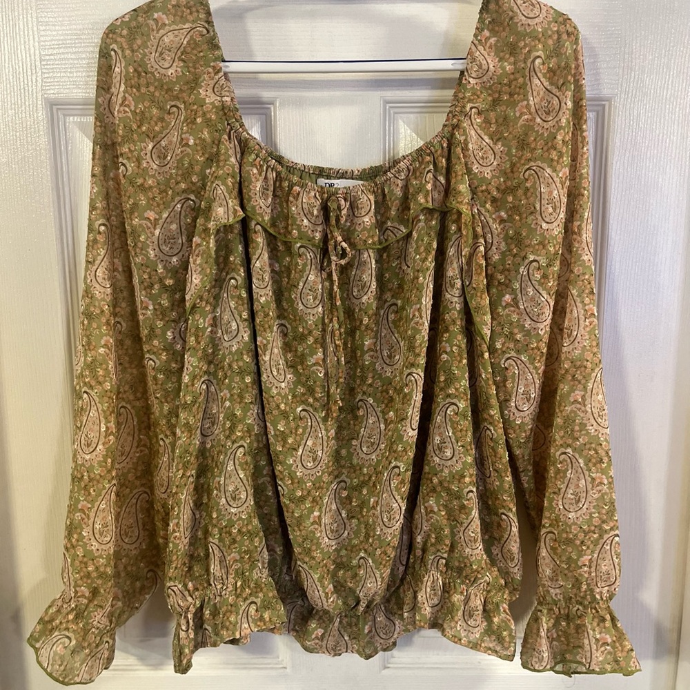 Paisley Print Green Blouse